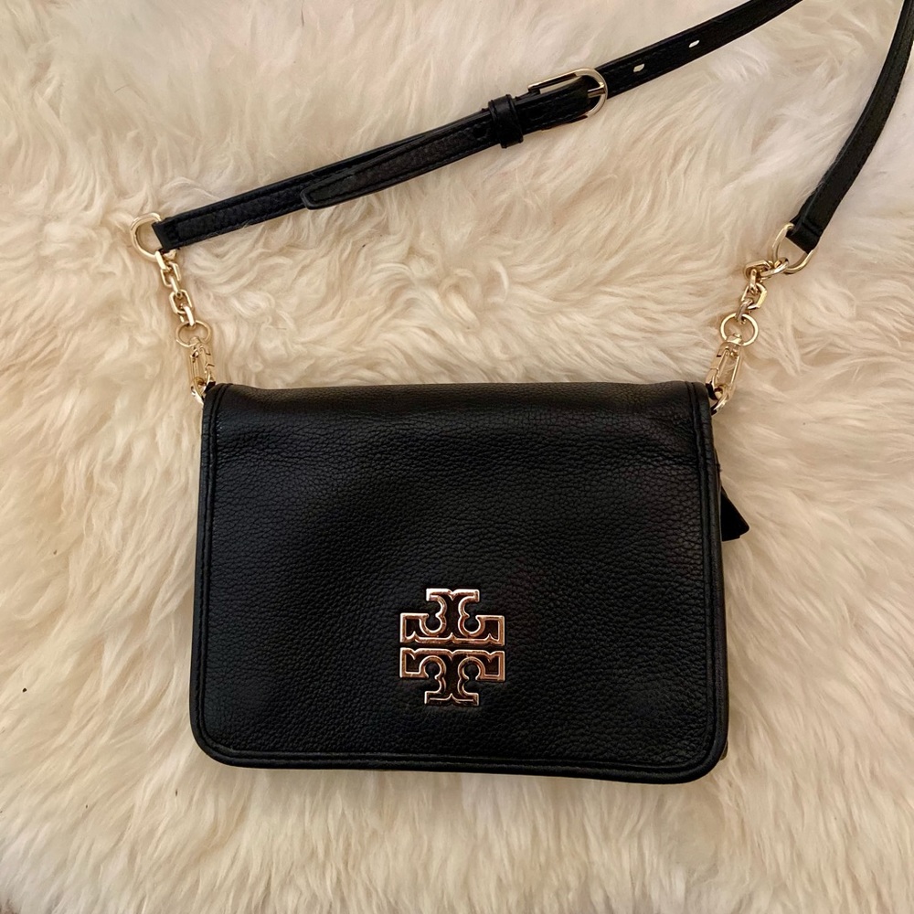 Tory Burch Britten Combo Crossbody Bag Clutch (Black)
